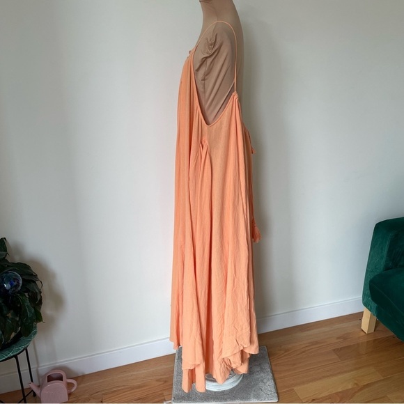 Free People Endless Summer Peach Orange Cotton Mancora Maxi Dress EUC Size Small - Picture 4 of 11